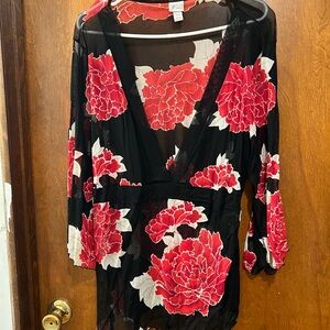 Venezia Black and Red Floral Shawl